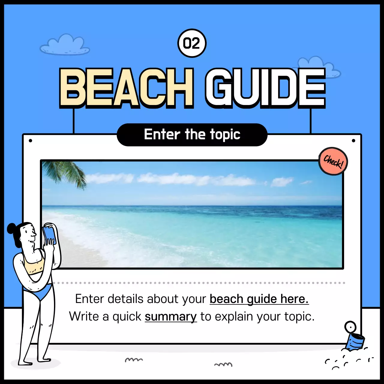 Blue Modern Beach Guide Instagram Carousel