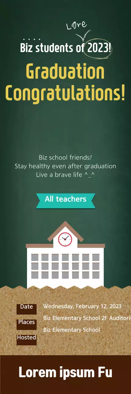 Banner de anúncio de formatura clássico verde