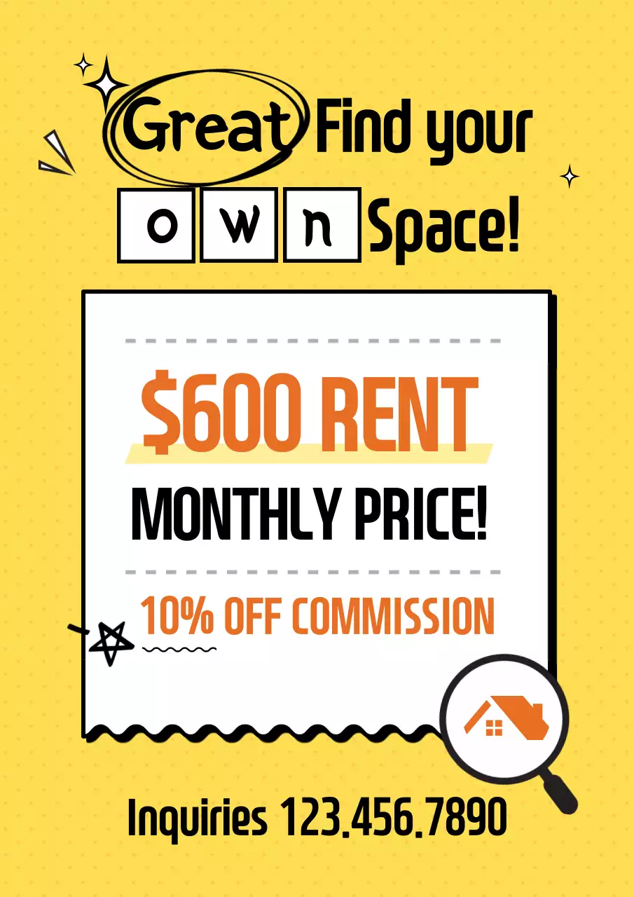 Yellow Modern Rent Promotion Poster