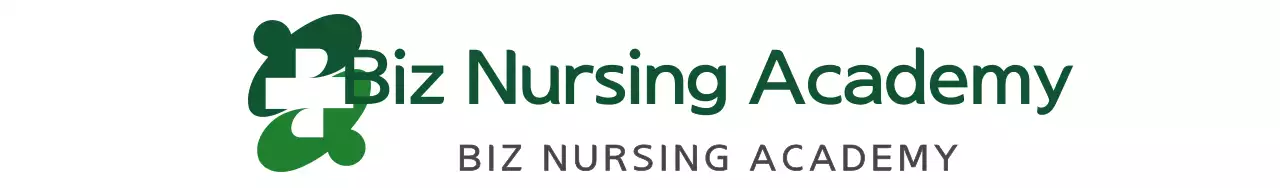 A simple promotional design with a green logo and nursing school name.