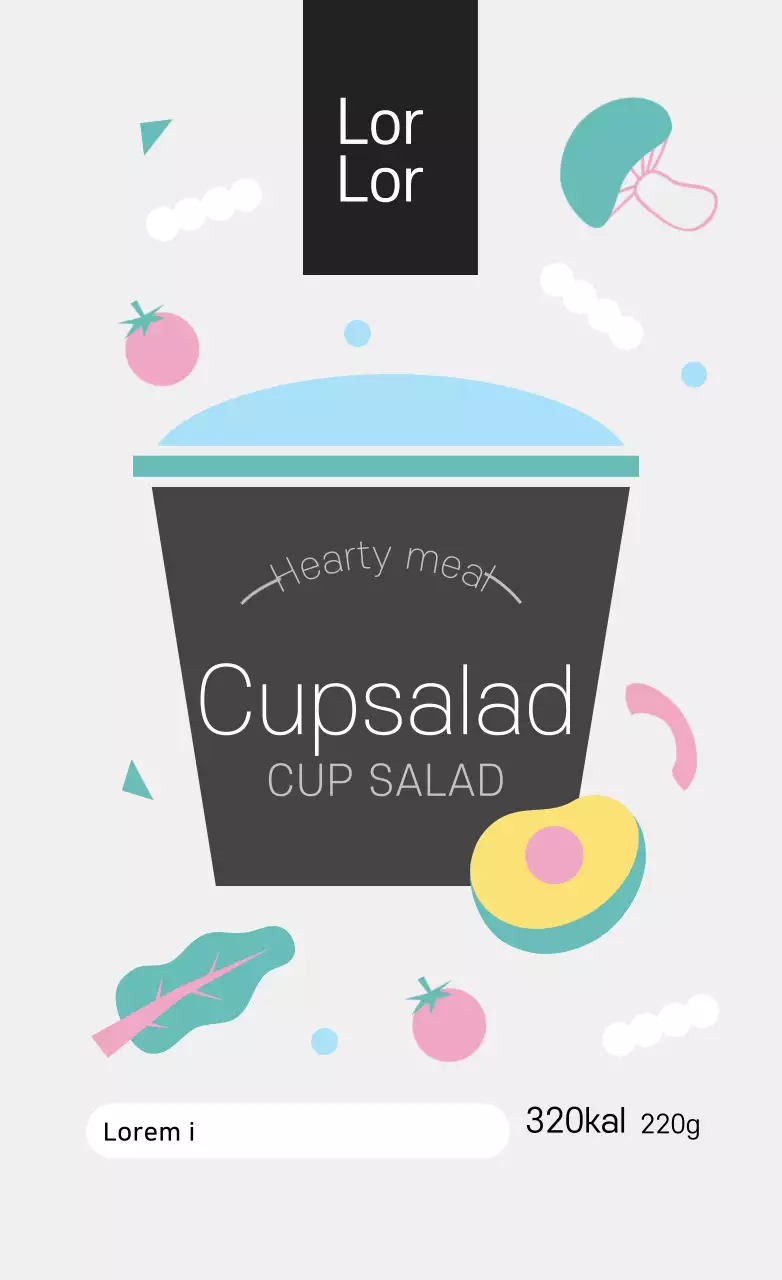 Stiker Kotak Makan Siang Salad Cangkir Sederhana Abu-abu Muda yang Lucu