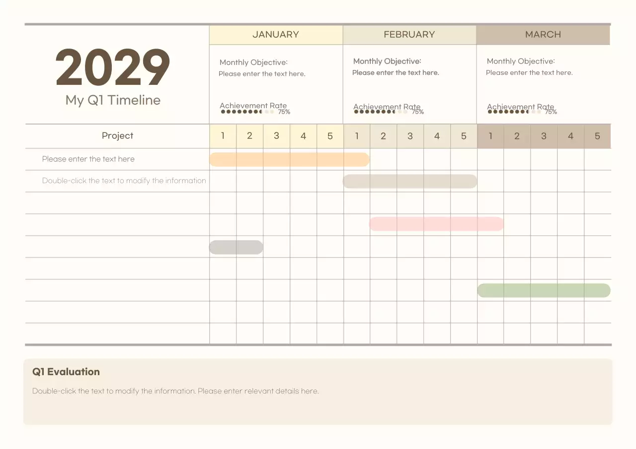 Yellow, clean concept quarterly calendar