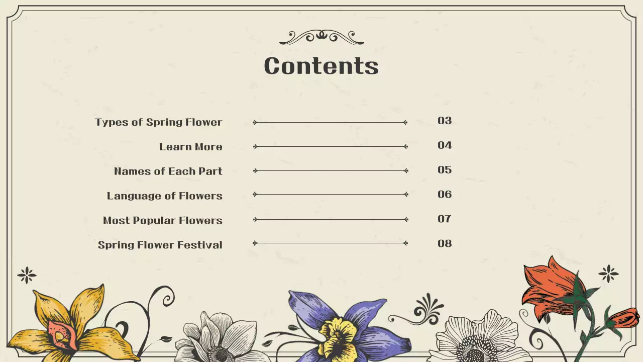 Introducing vintage spring flowers in green and beige