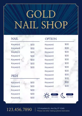Gold Elegant Nail Menu Poster