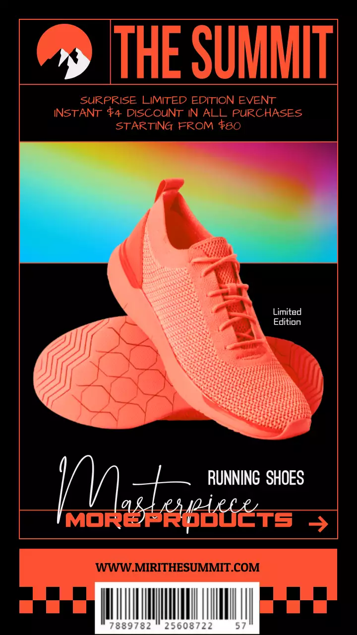 주황색의 힙한 신발 신제품 광고