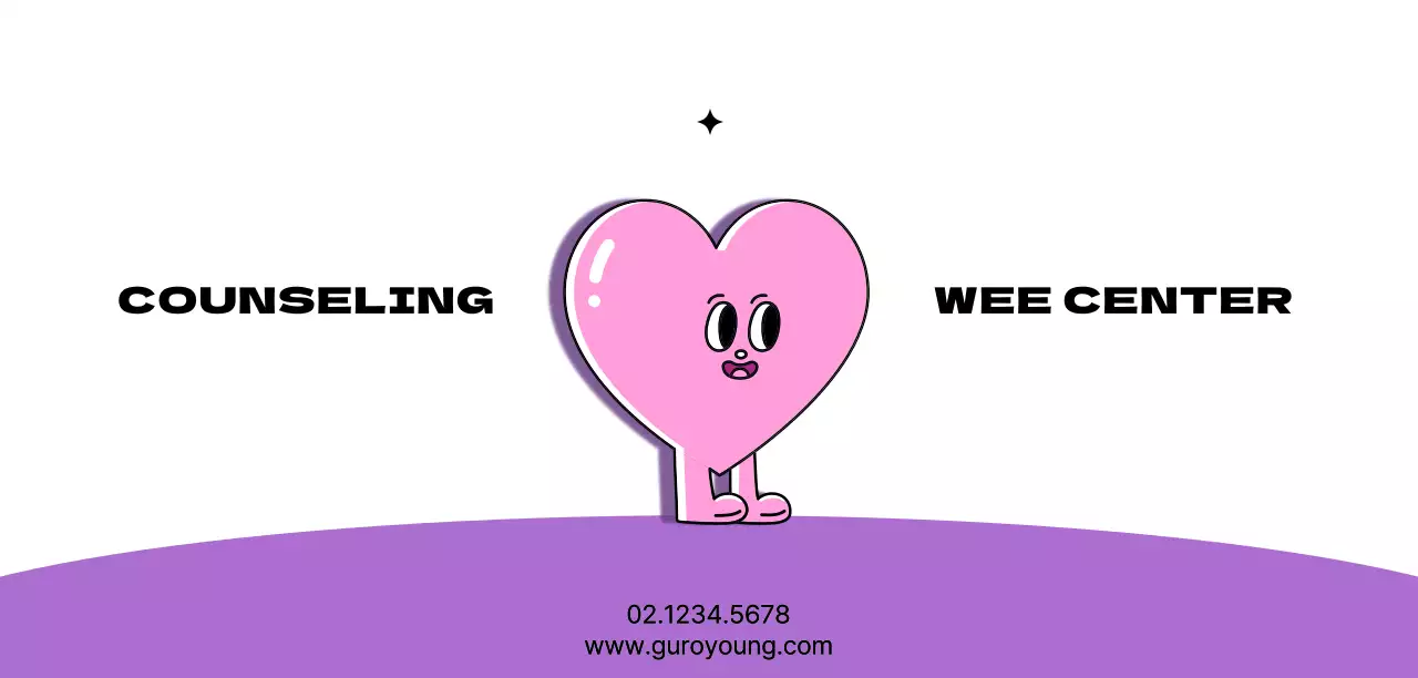 Public youth center with cute pink and purple heart-shaped characters