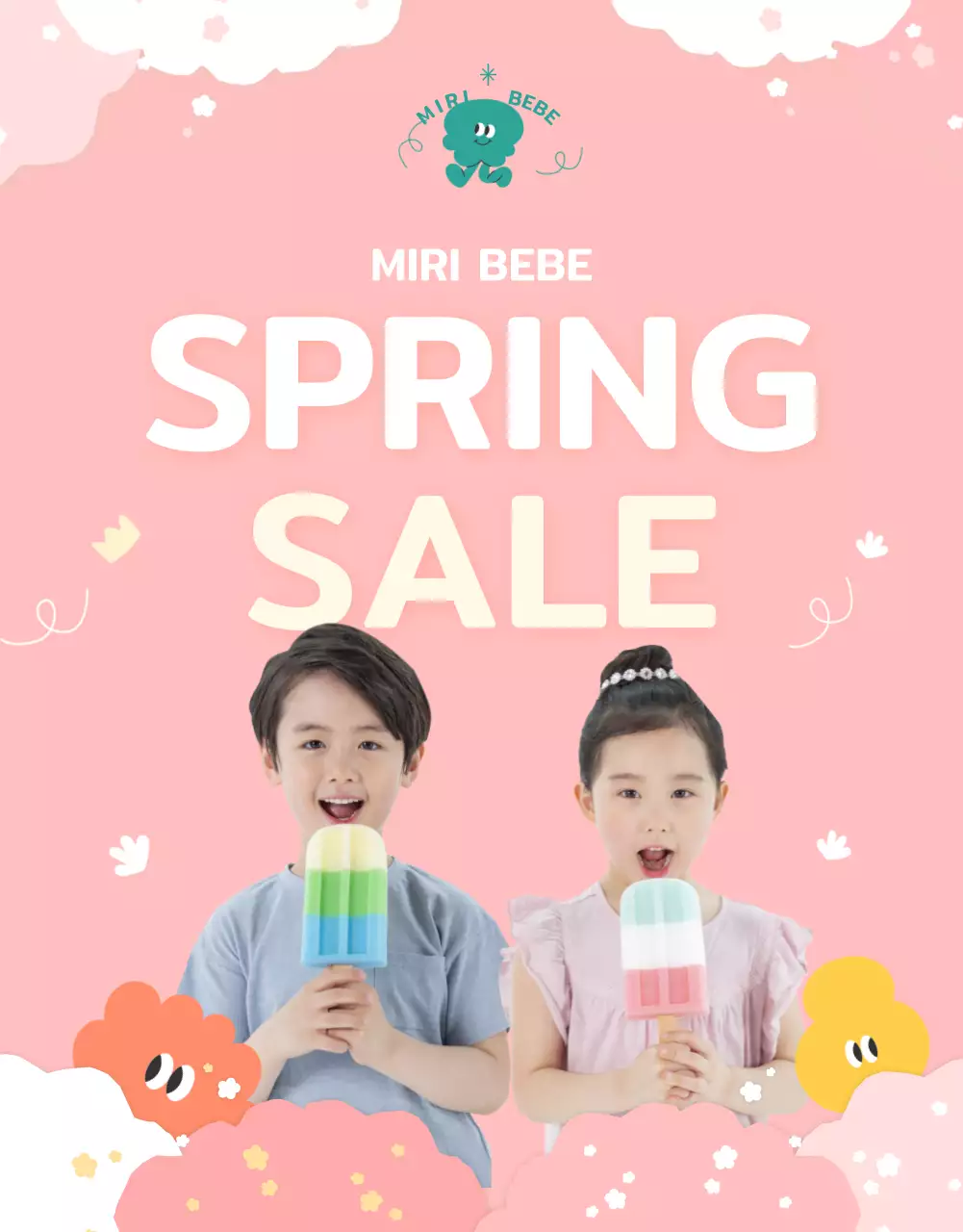 pink cute spring illustration spring new arrivals children's clothing