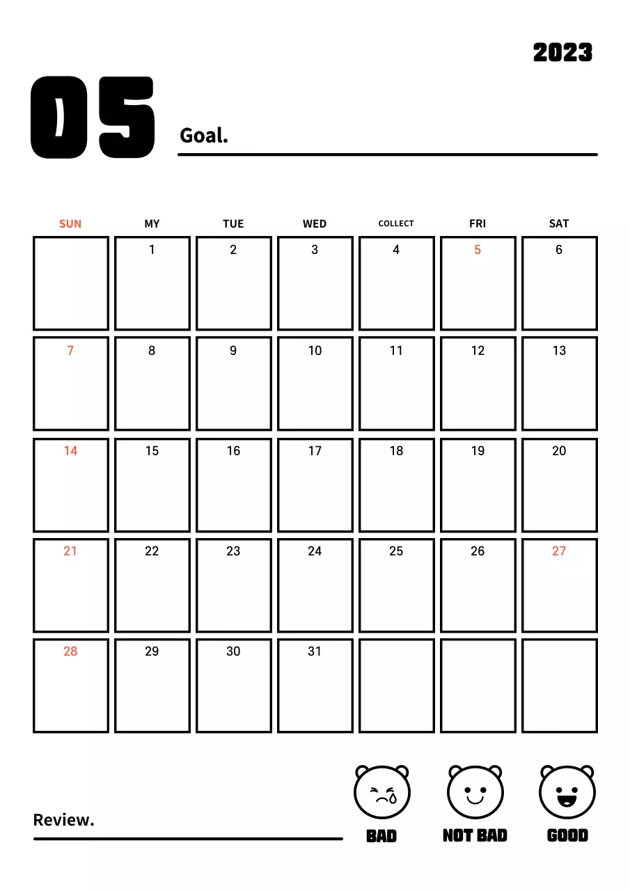 New Year's resolution goal tracker with clean lines