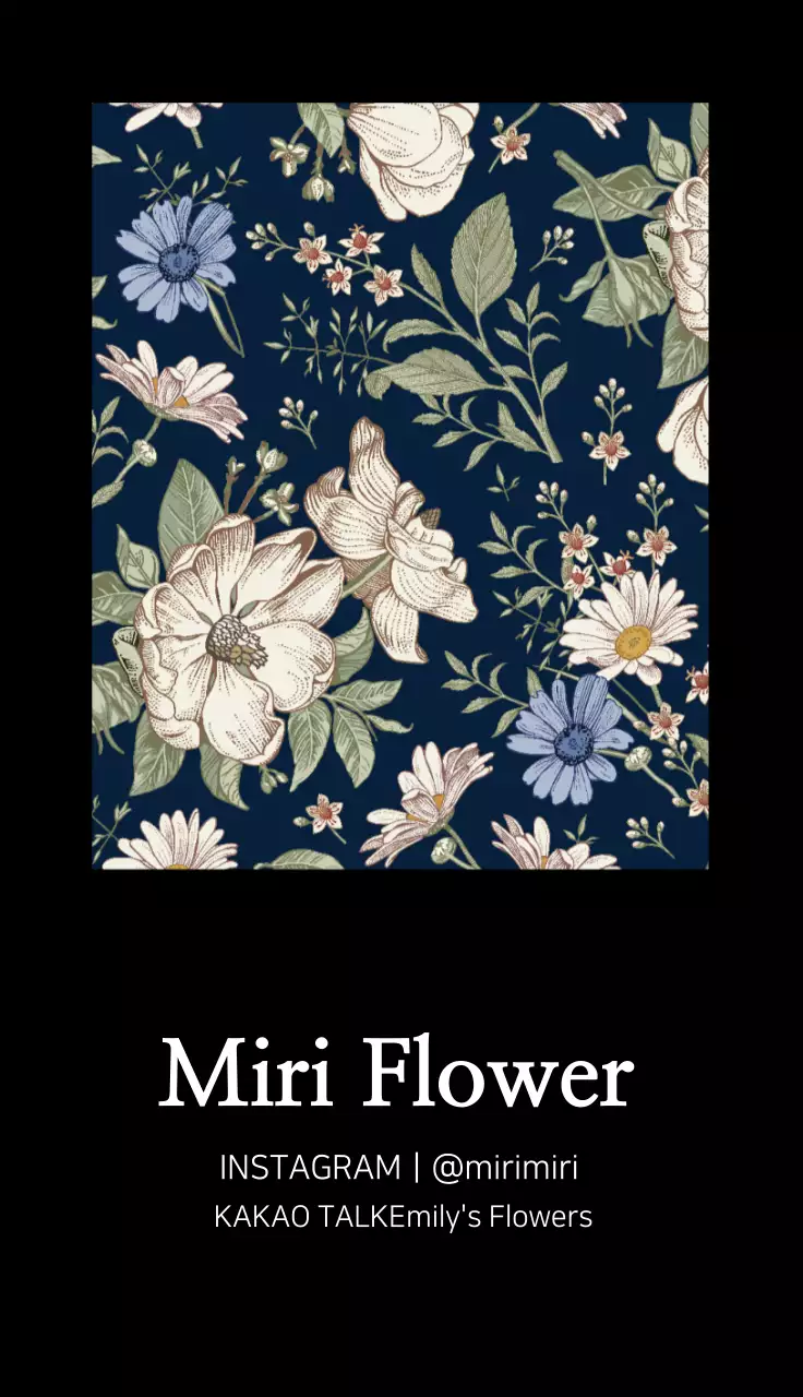 Navy Floral Flower Advertisement Business Card