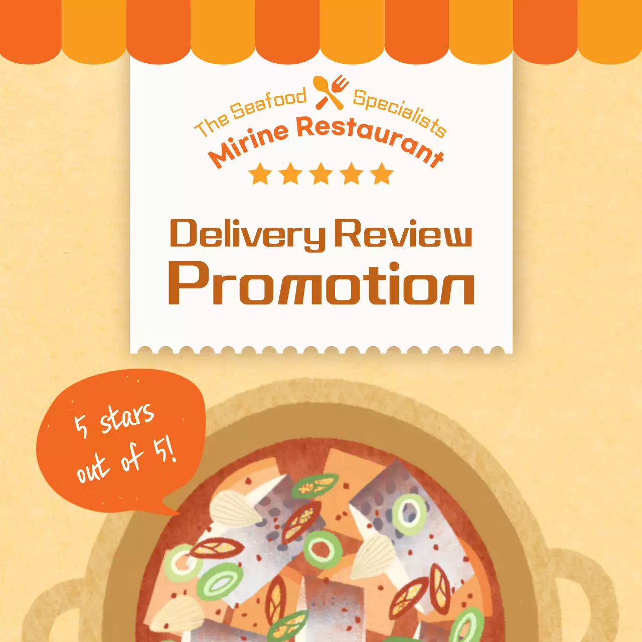 Orange and brown soft mackerel restaurant delivery order review event