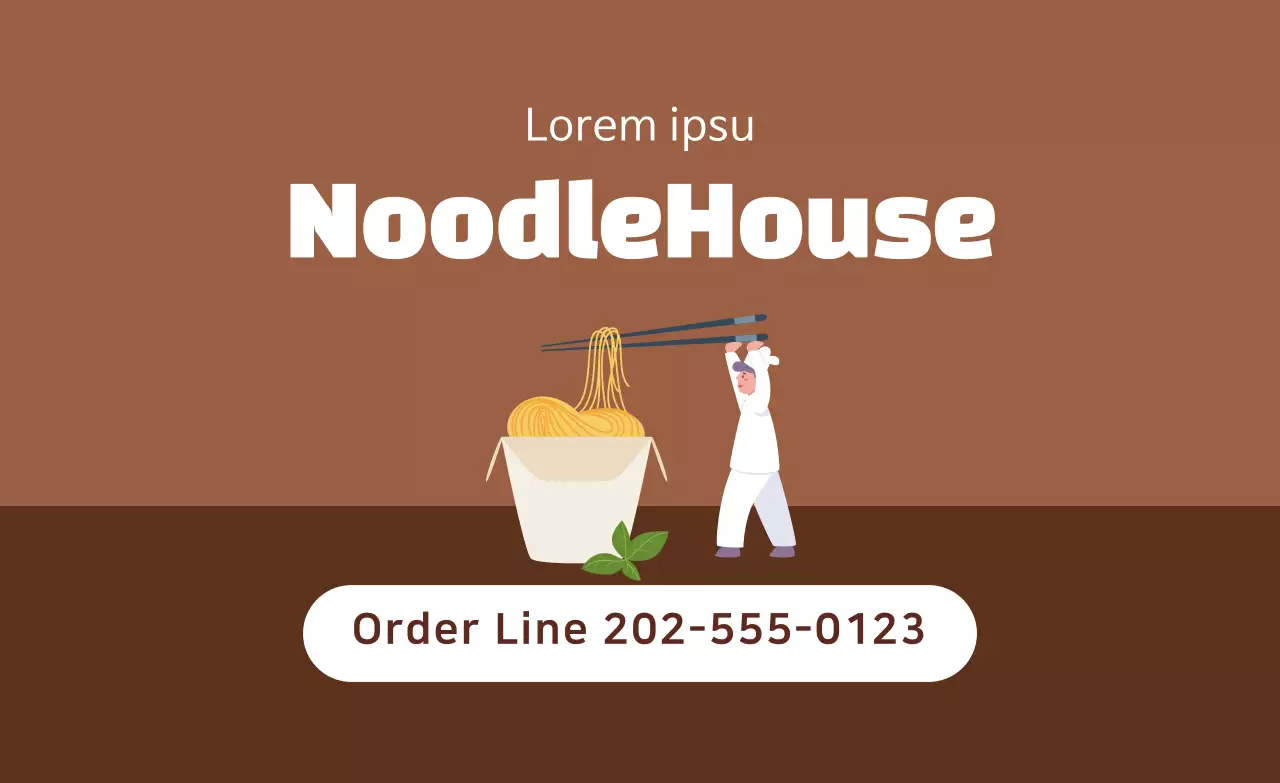 Brown illustration clean restaurant noodle promotion