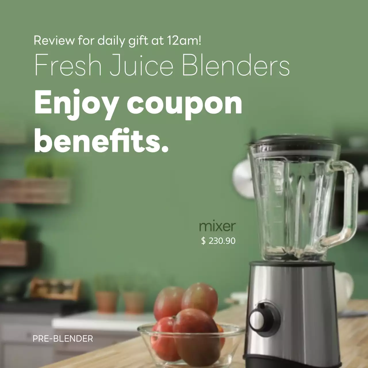 Green Modern Blender Promotion Social Media Post
