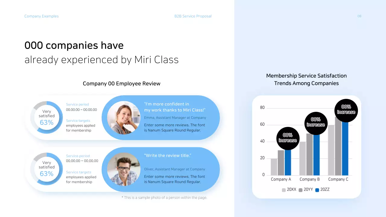 Business services proposal presentation with a light blue color scheme