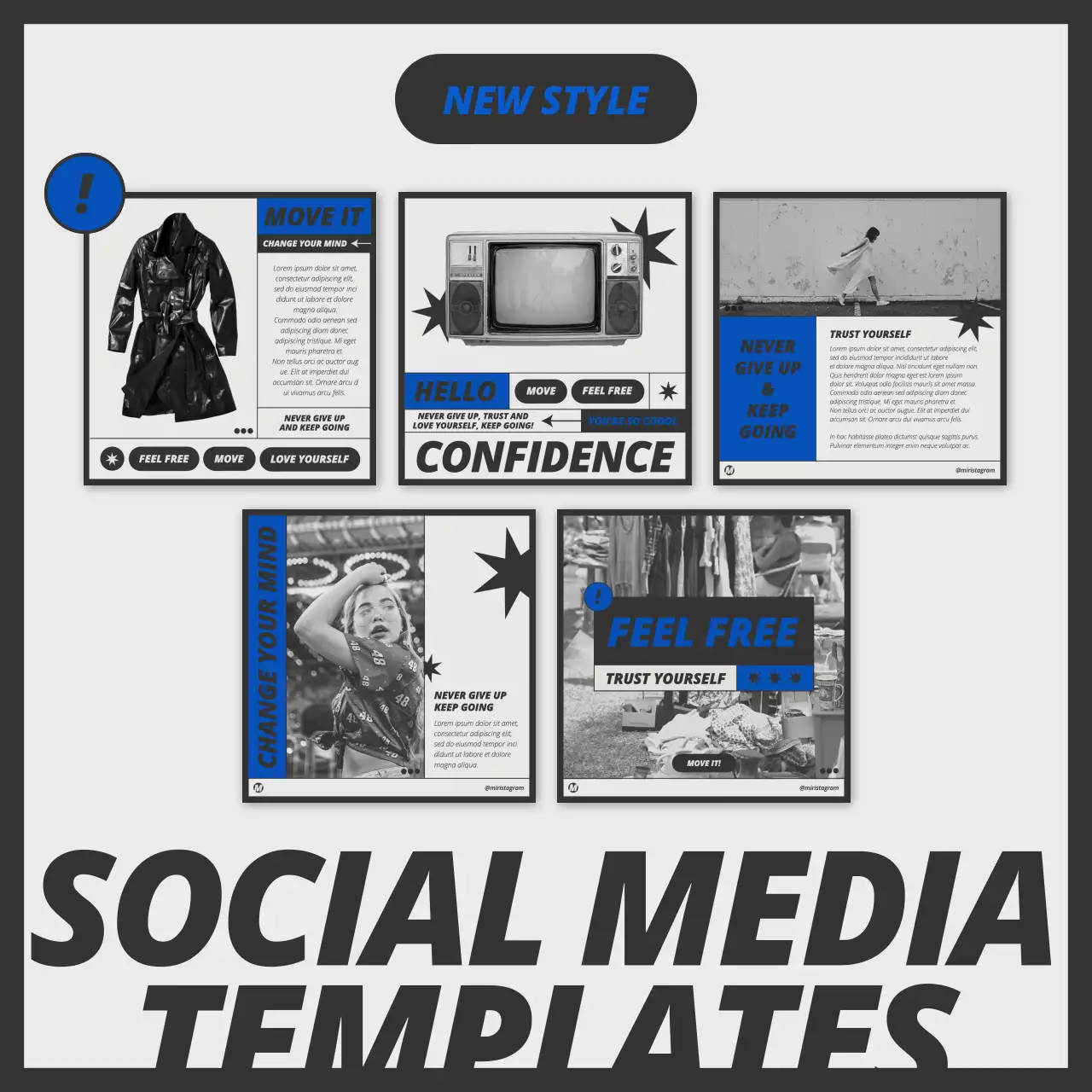 A hip concept layout bundle pack in blue and black