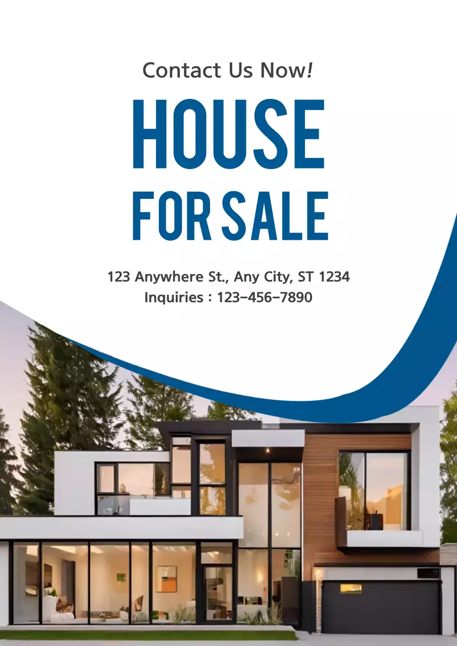 Blue Modern House Promotion Poster