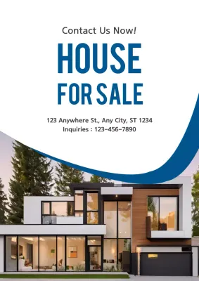 Blue Modern House Promotion Poster