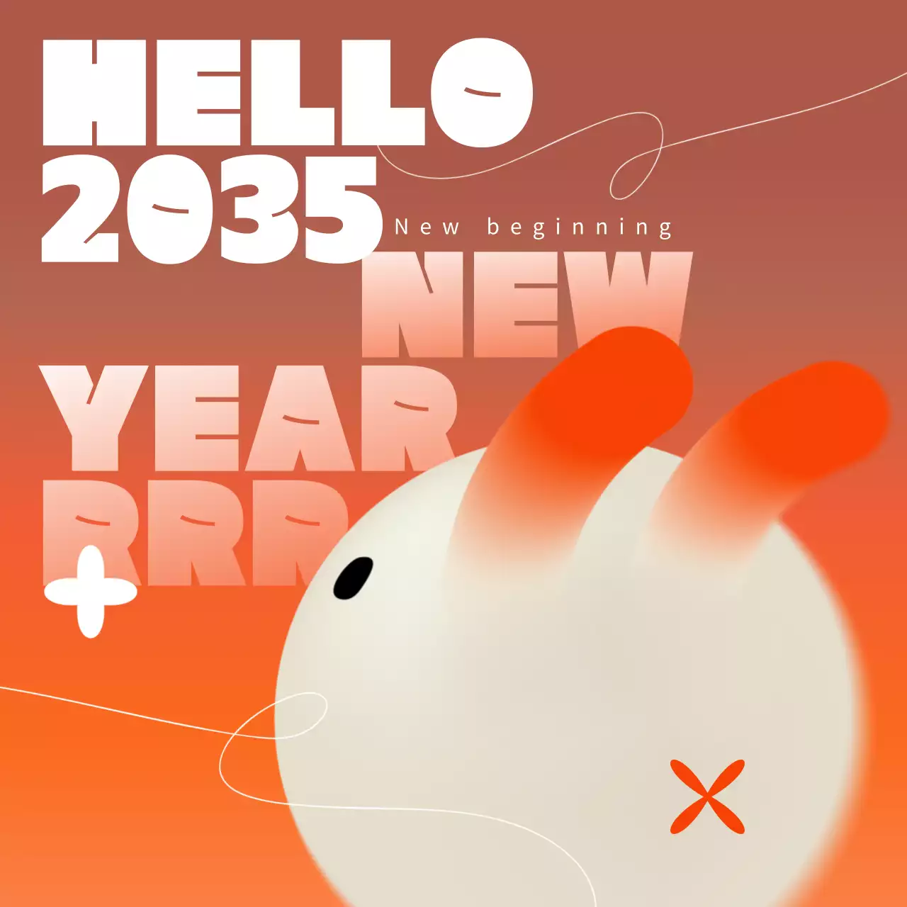 Orange Trendy New Year Invitation Social Media Post
