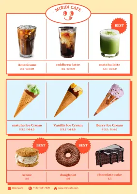 Cute pastel illustrated menu poster for a cafe