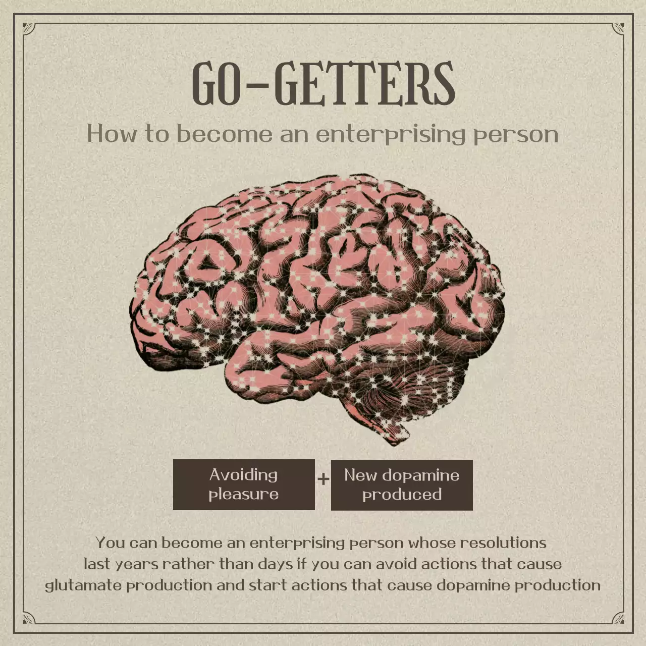 Neuroscience and laziness in a beige, realistic illustration concept