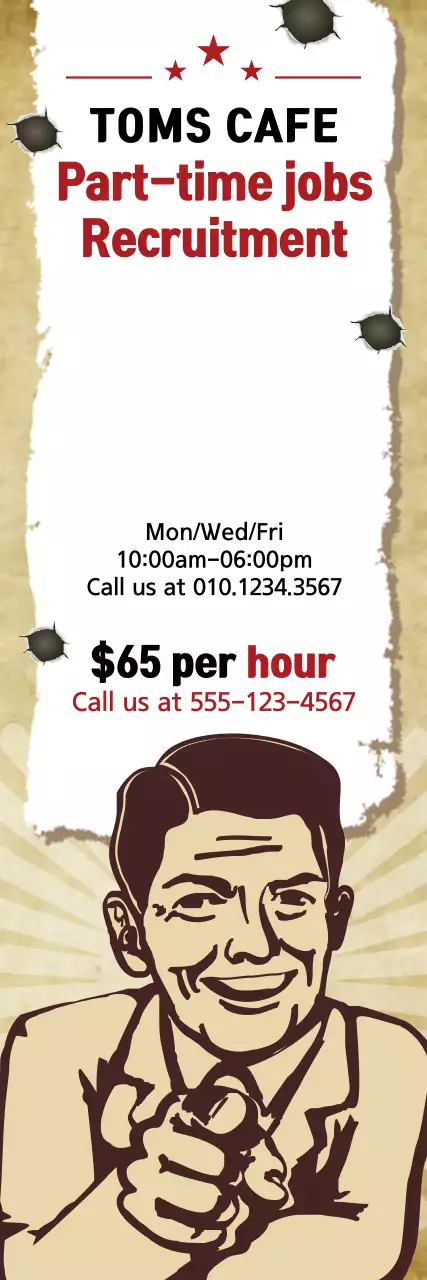 Banner de recrutamento de café vintage bege