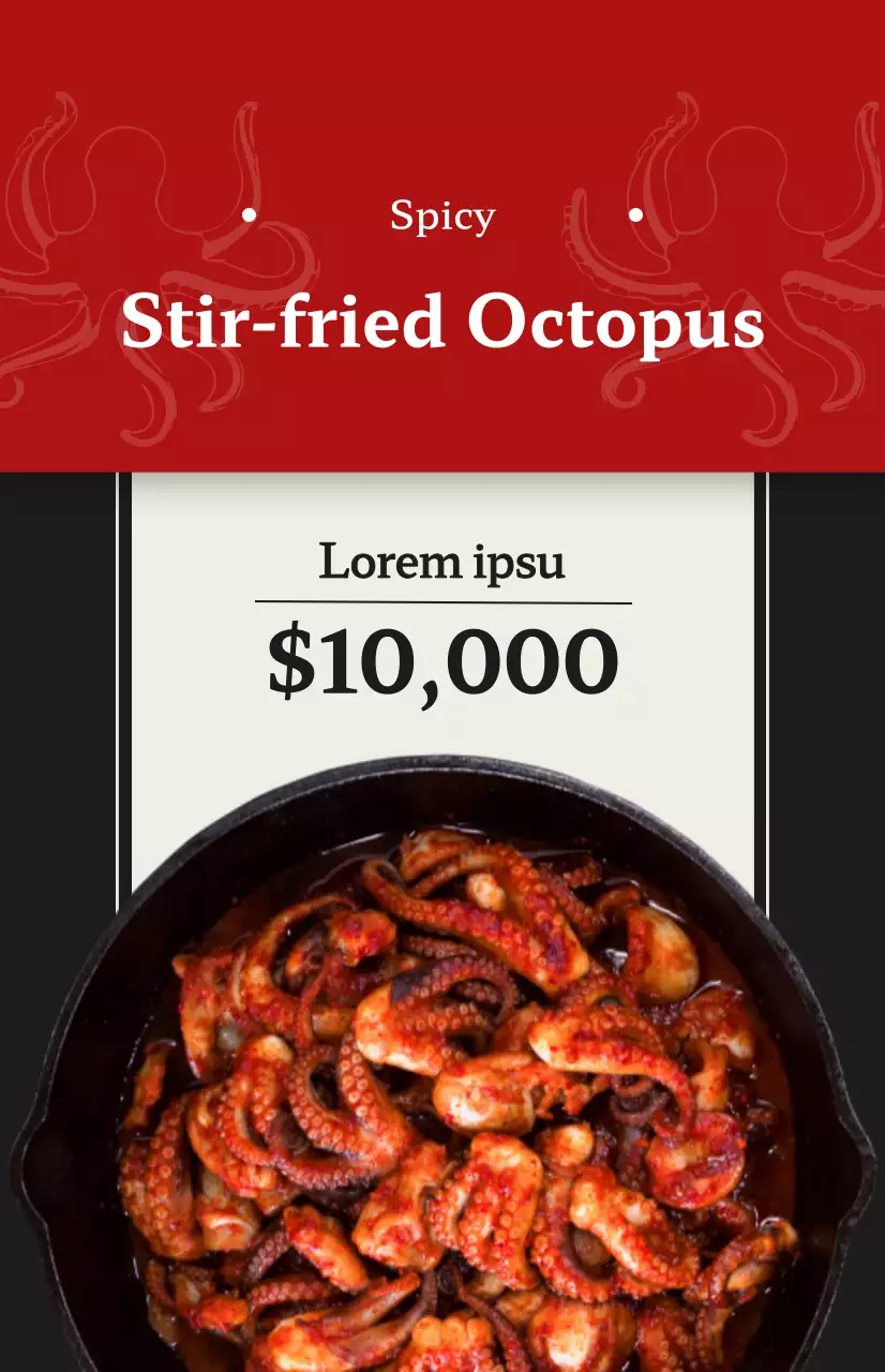 A restaurant promotion with a photo of a Korean menu in different colors