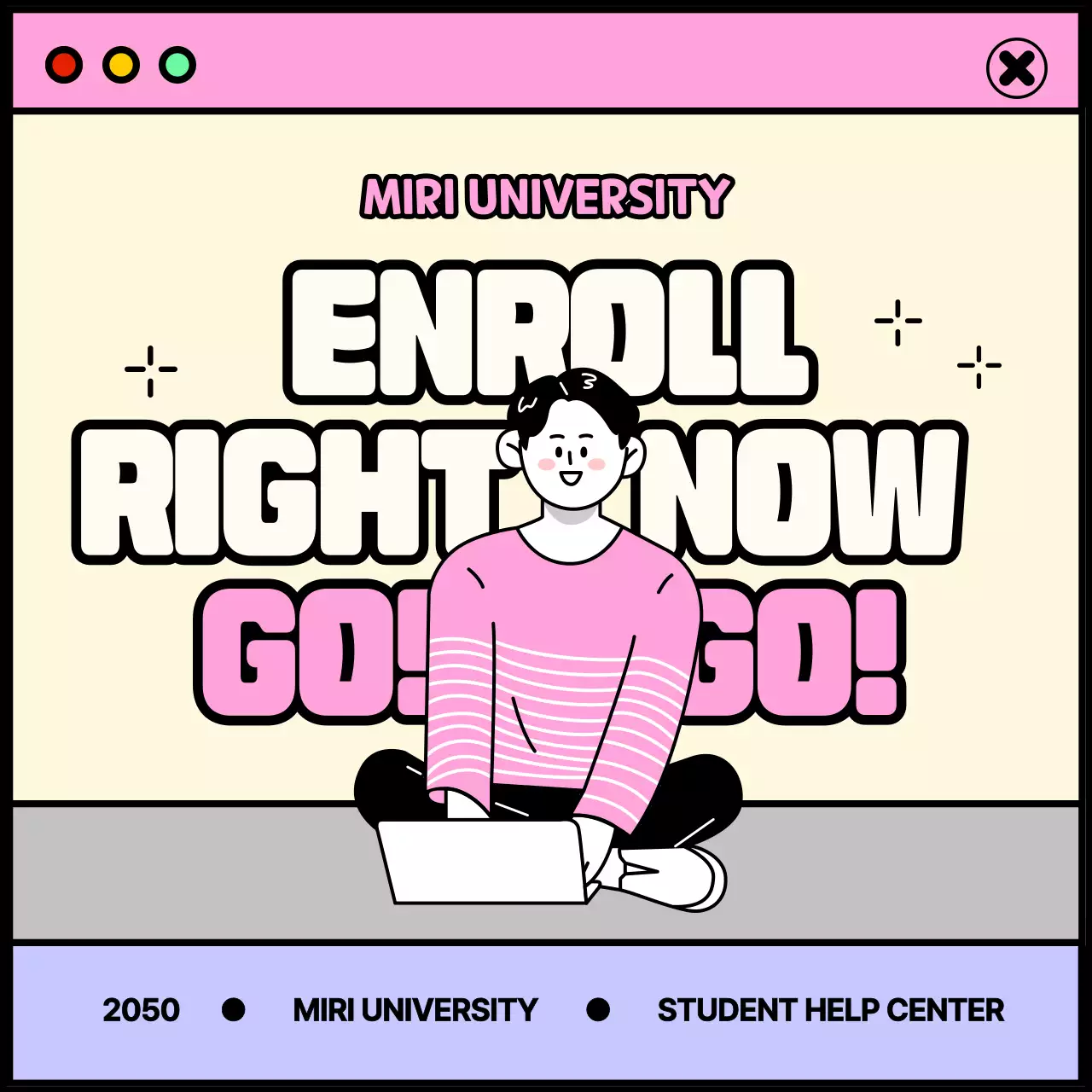 College life theme with pink and purple window concept