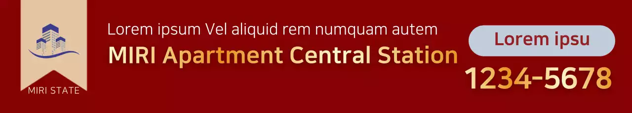 Banner de promoção de apartamento moderno vermelho