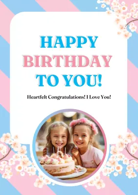 Pink Floral Birthday Card Poster