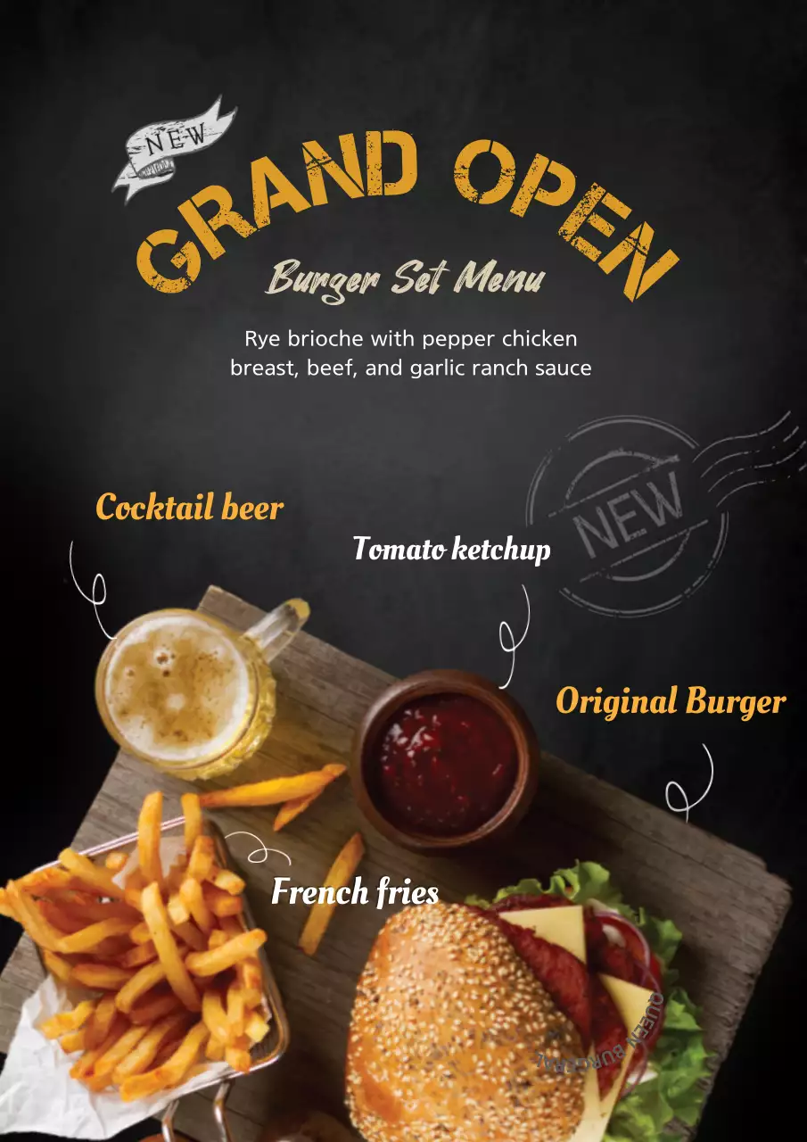 Black Modern Burger Menu Promotion Poster
