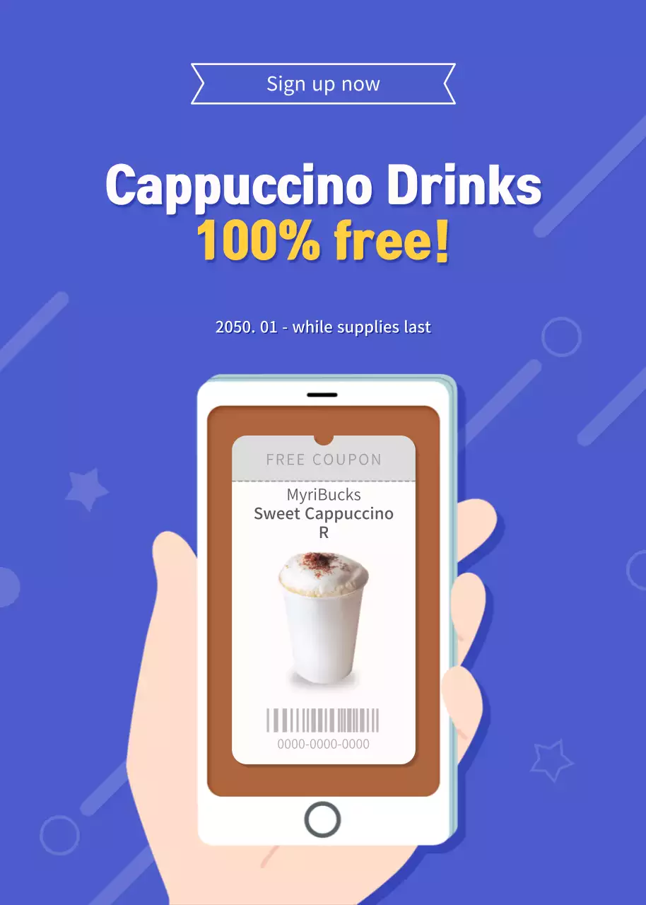 Blue Modern Cappuccino Promotion Poster