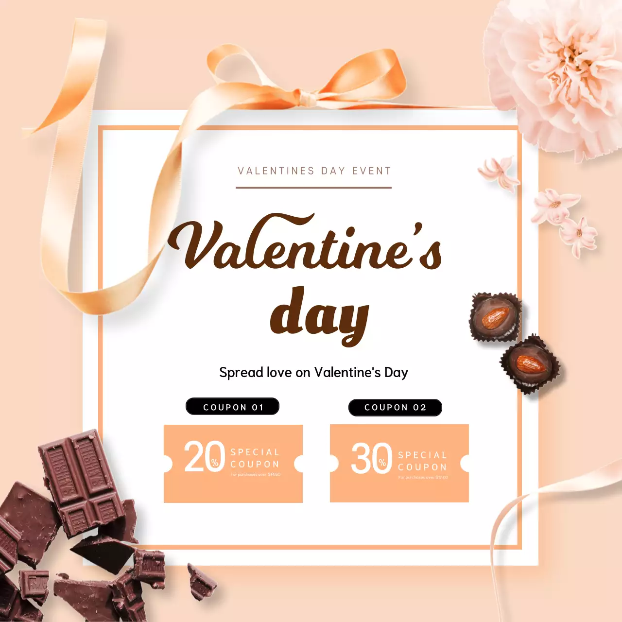 Beige Elegant Valentine's Promotion Social Media Post