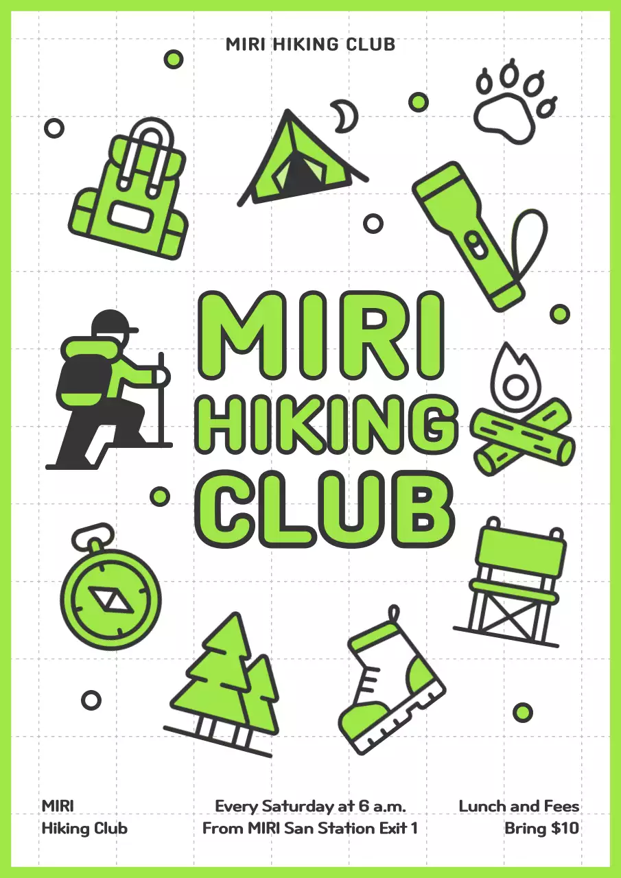 Green Minimal Hiking Event Poster