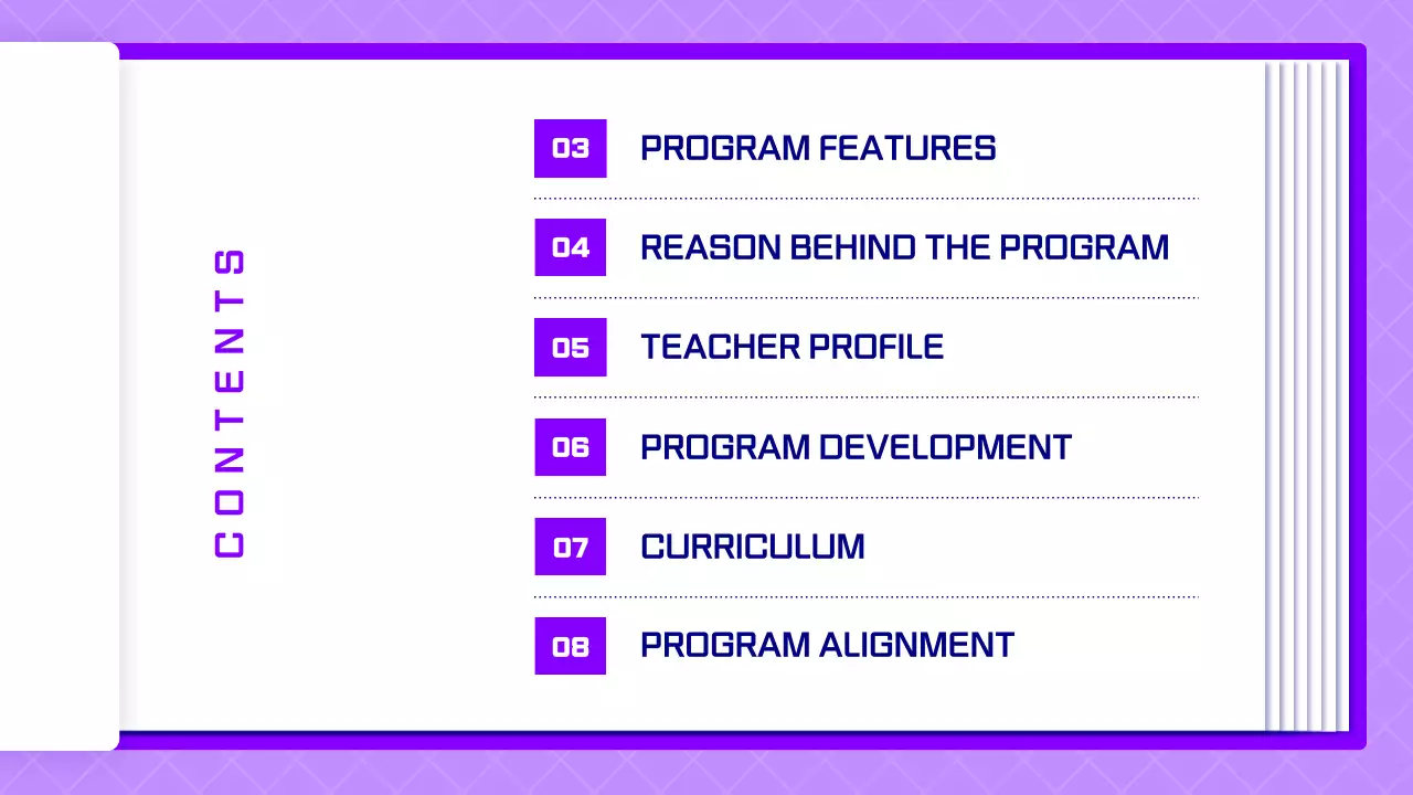 Science lesson proposal using purple pages