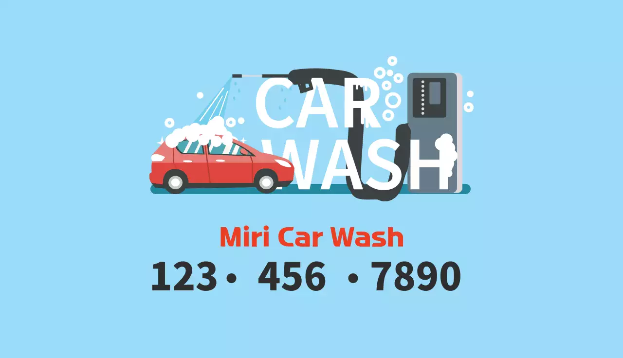 Blue Clean Car Wash Promotion Business Card