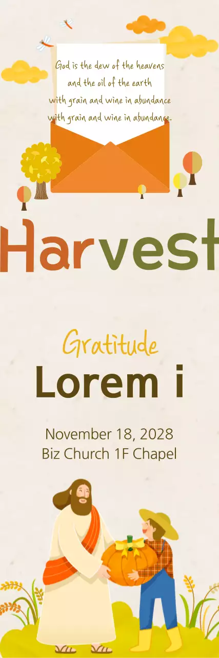 Banner de convite tradicional bege para colheita