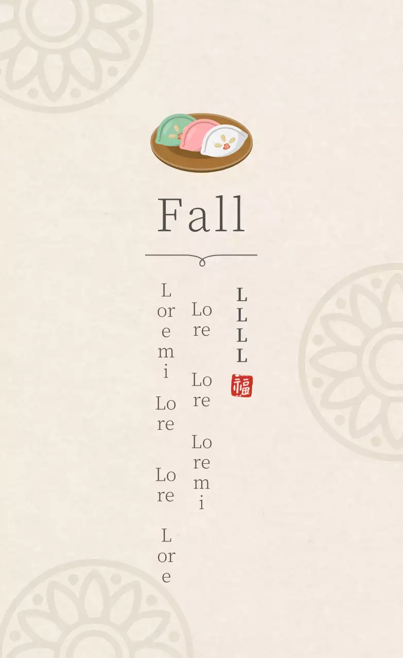 Traditional pattern in ivory color Simple rice cake restaurant Chuseok thanksgiving