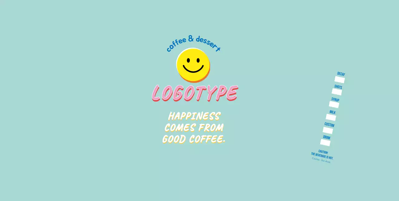 Blue cute illustration lettering cafe