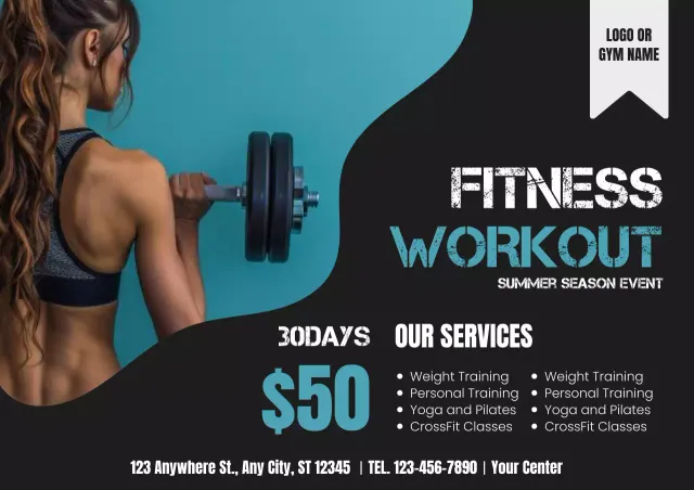 Teal Modern Fitness Promotion Poster