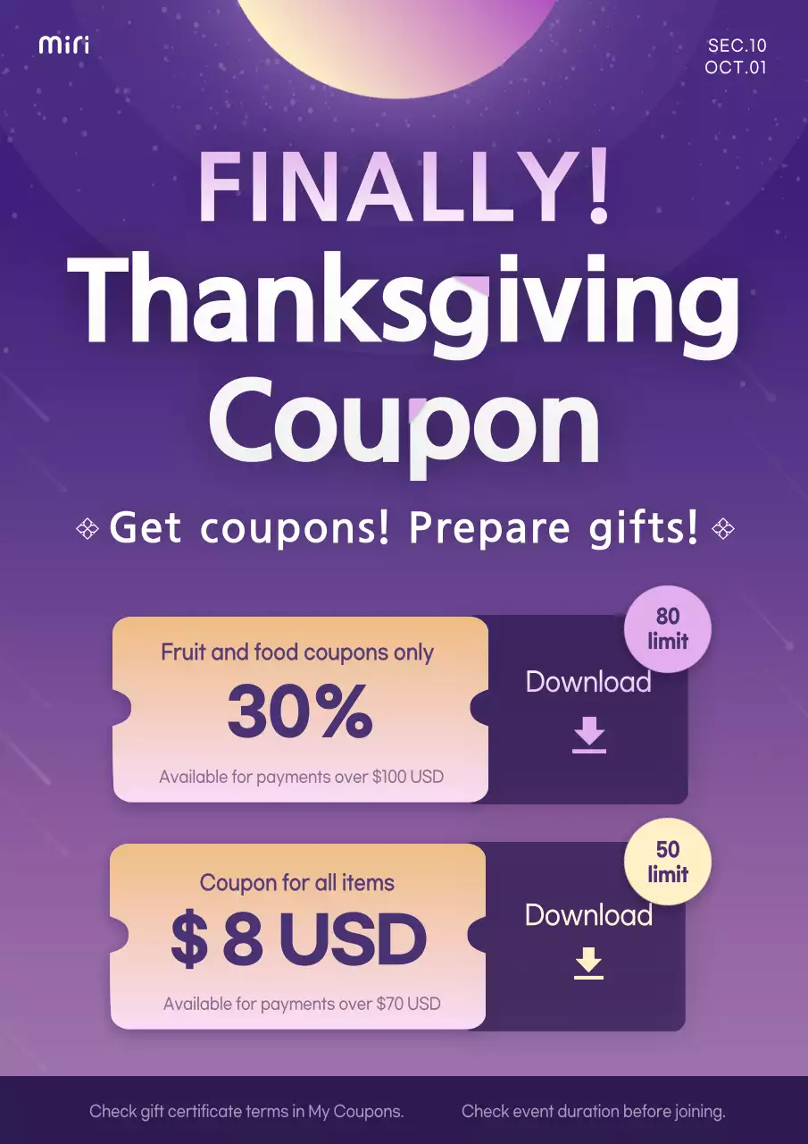 Purple Modern Thanksgiving Promotion Poster
