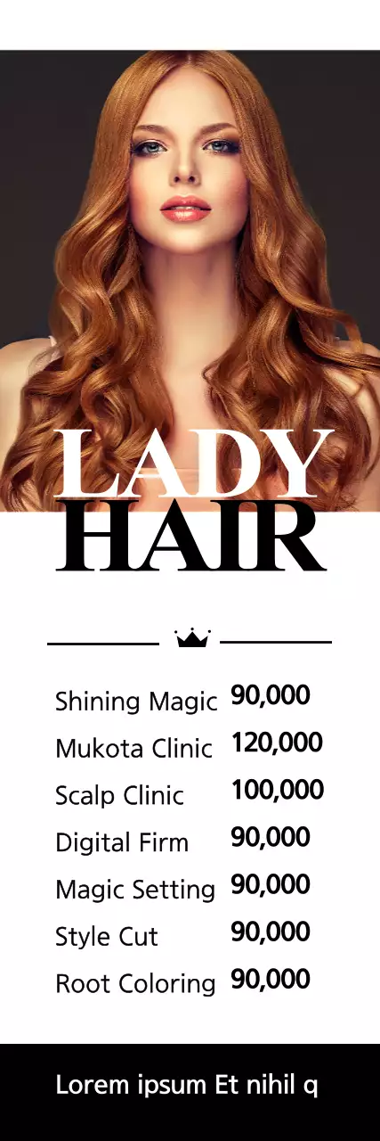 Banner promocional de cabelo castanho elegante