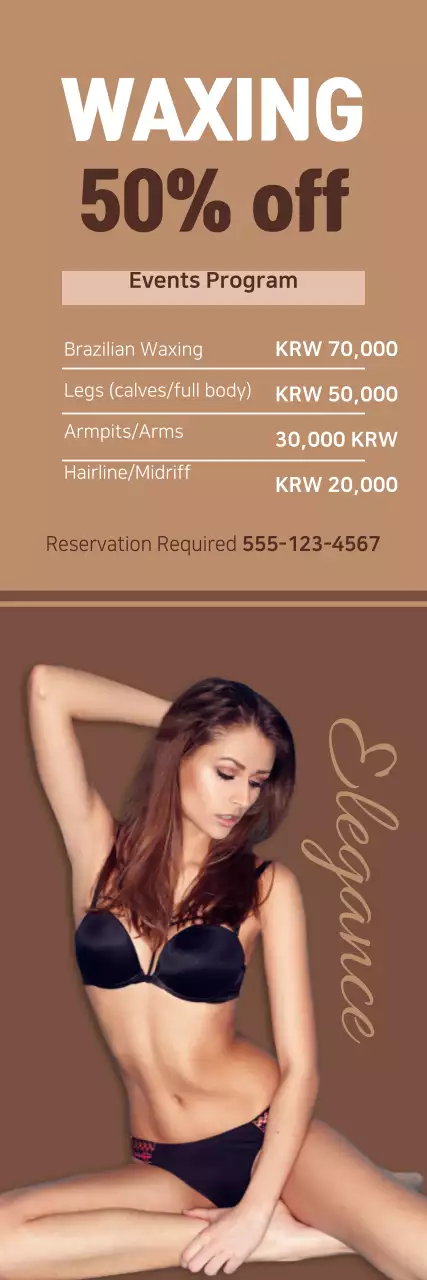 Banner promocional de depilação elegante marrom