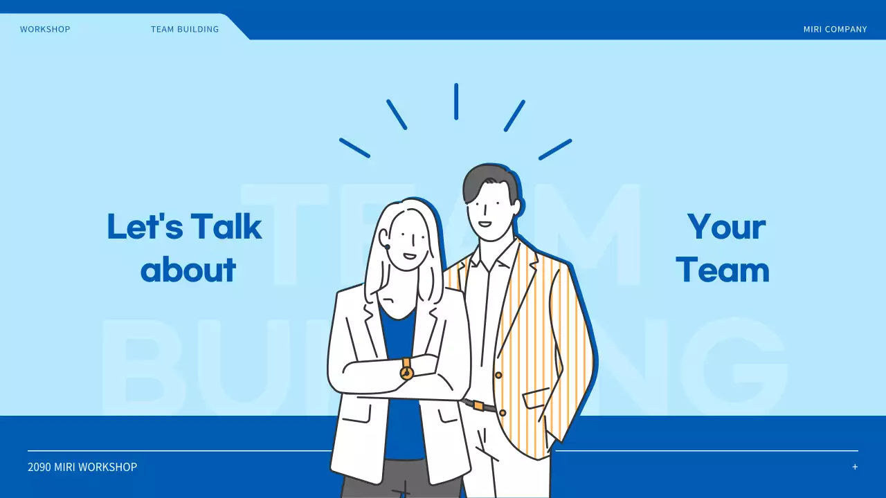 Team building workshop highlighting illustrations in blue and yellow