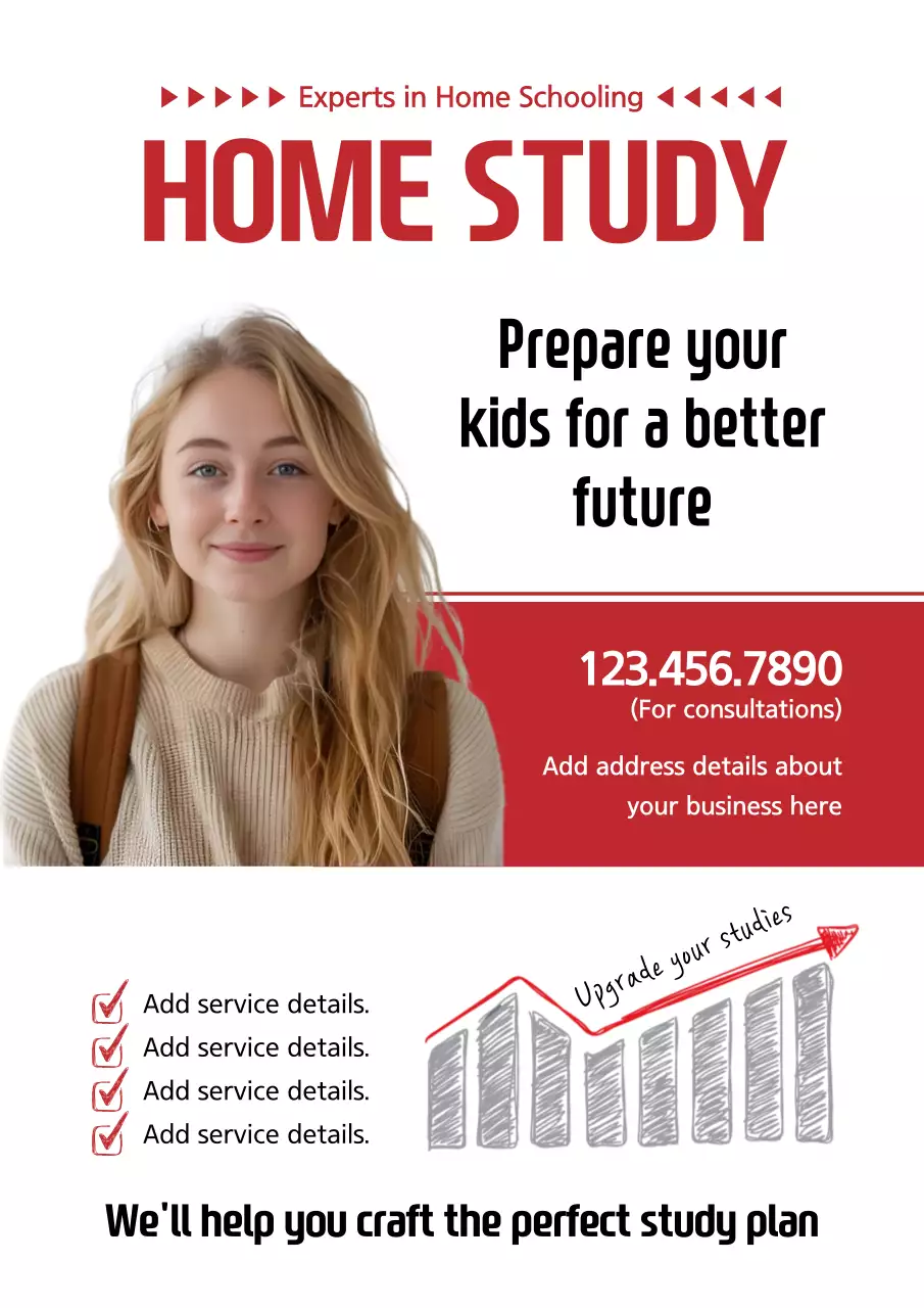 Red Modern Home Schooling Advertisement Poster