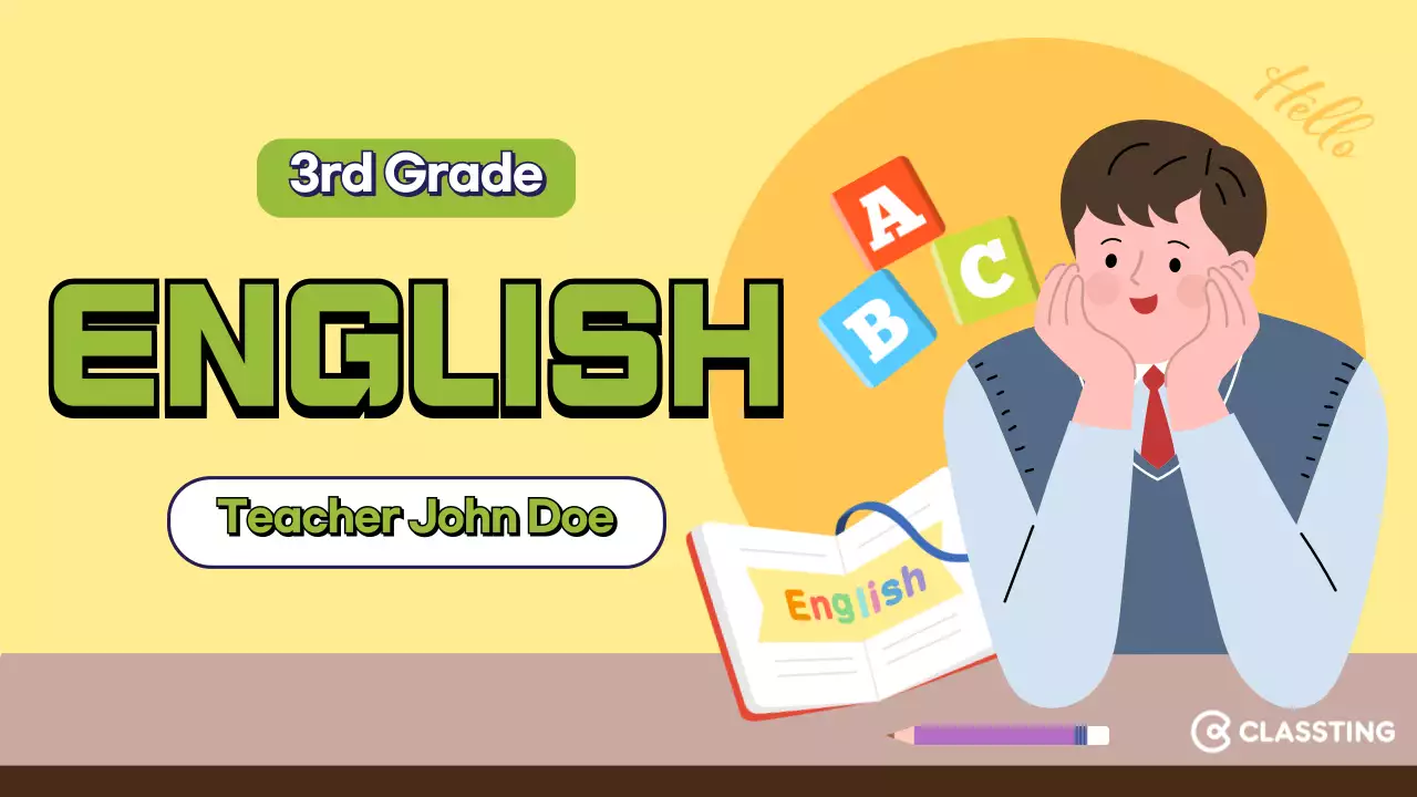 Yellow Simple English Class YouTube Thumbnail