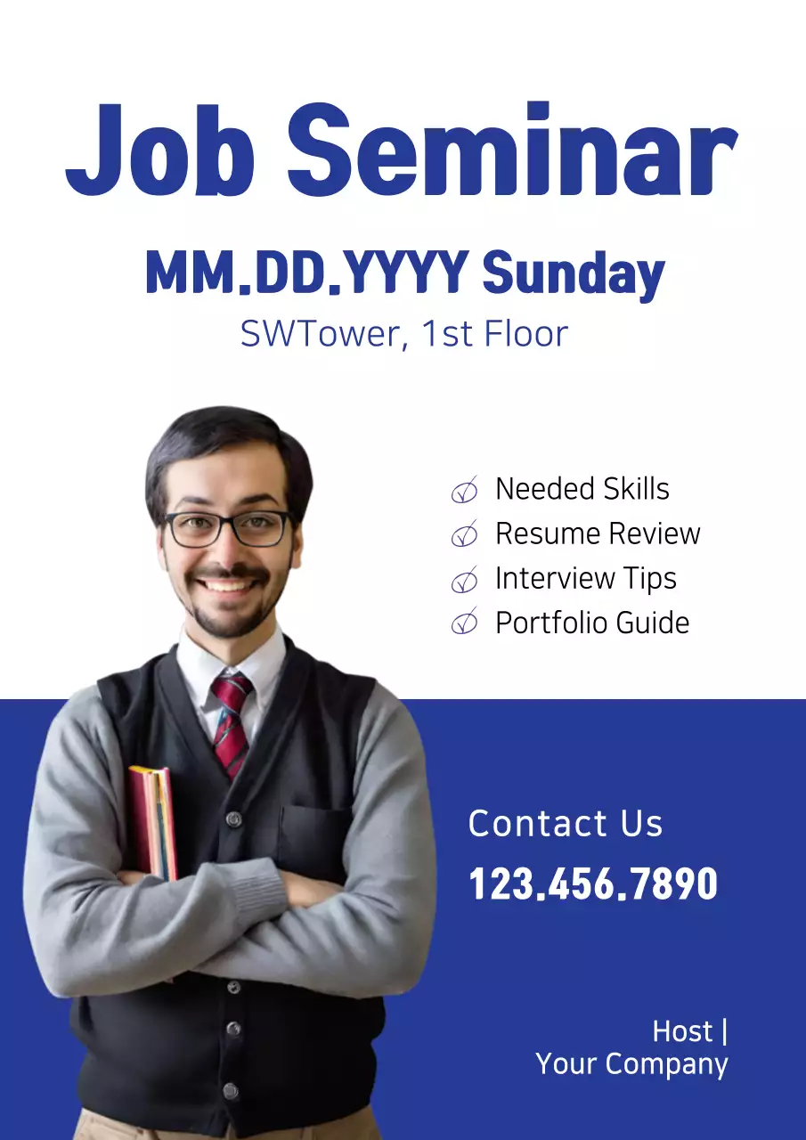 Blue Professional Job Seminar Promotion Poster
