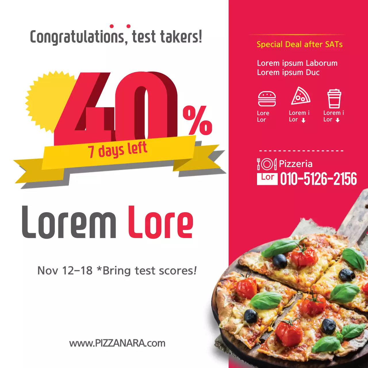 Red Trendy Pizza Promotion Banner