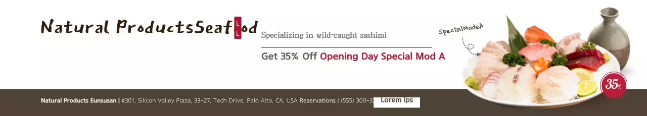 Banner de promoção de frutos do mar tradicionais marrom