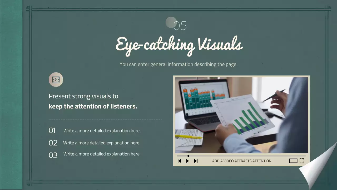 초록색 노트컨셉의 설득력 있는 프레젠테이션