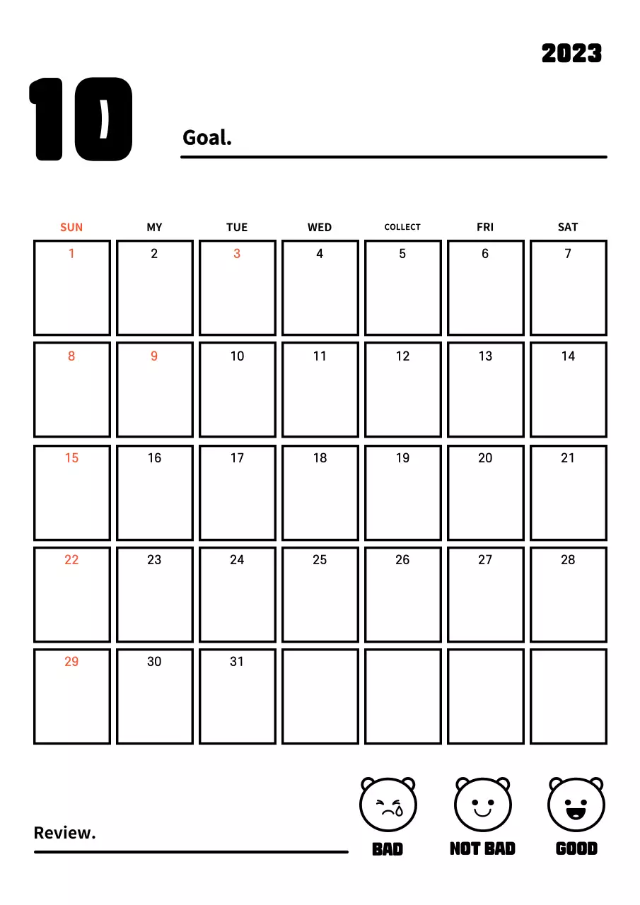 New Year's resolution goal tracker with clean lines