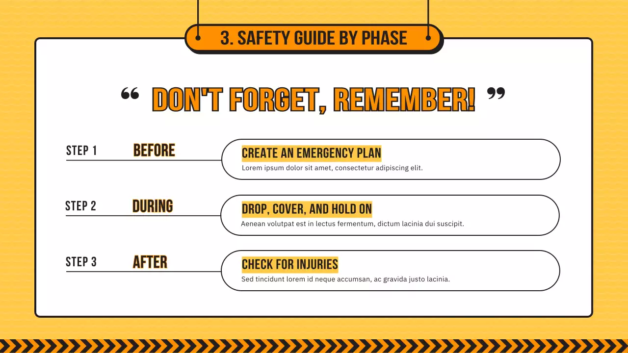 Earthquake Disaster Preparedness Training for Elementary Schools in Yellow and Black Lines